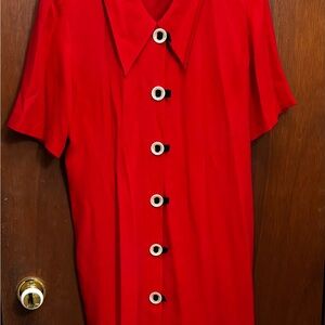 Vibrant Red Silk Vintage Dress